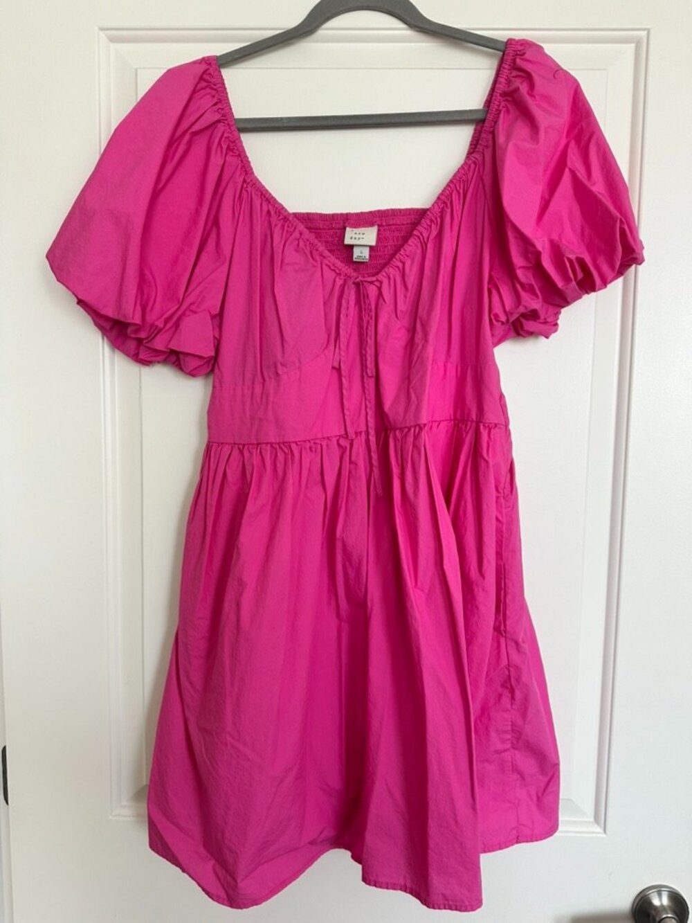 A New Day Hot Pink Puff Sleeve Mini Dress Size Large